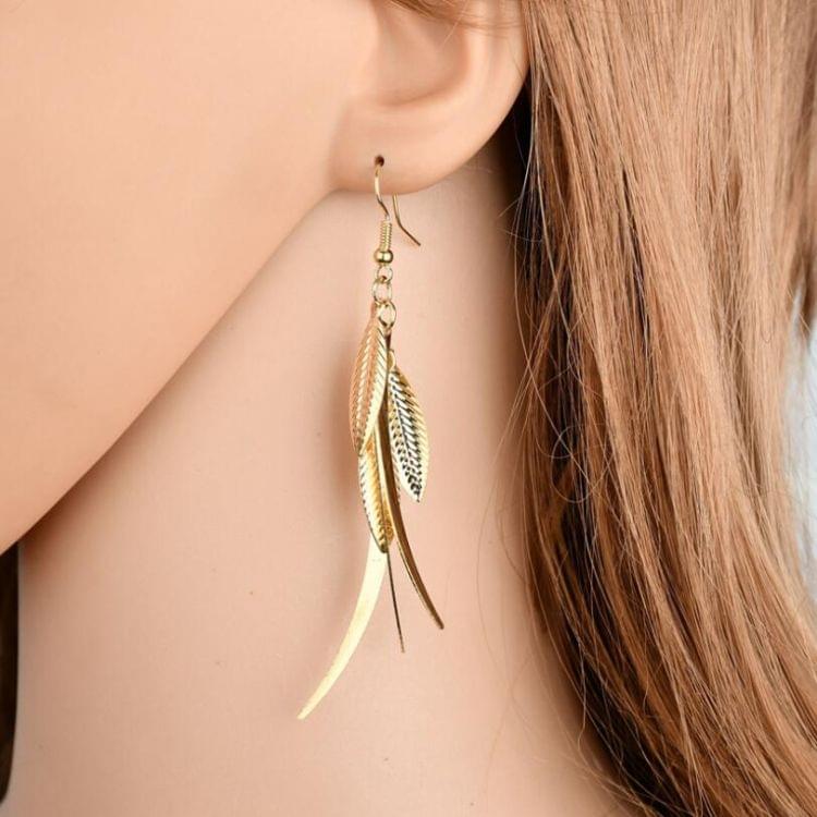 Women Long Leaf Tassel Earring(Gold)