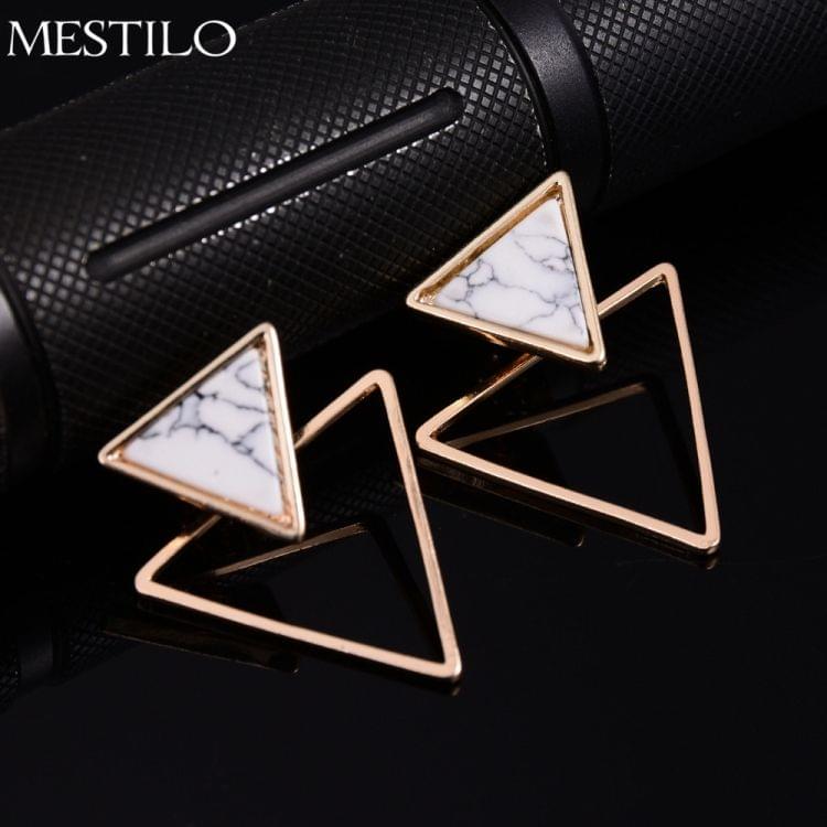 Punk Geometric Marble Stud Earring Women Party Jewelry(square)