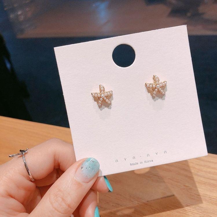 Simple Geometric Simulated-pearl Starfish Women Earrings