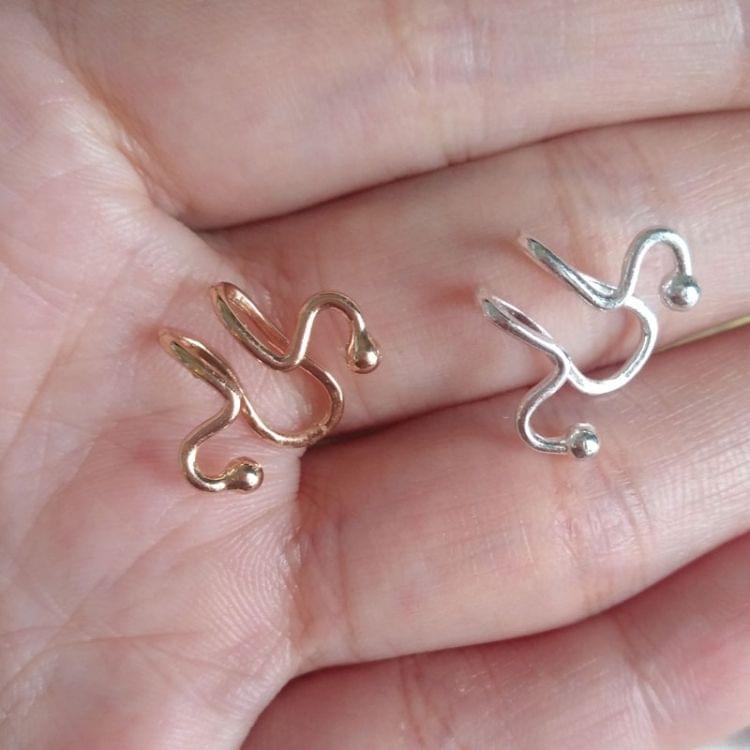 Personality Exaggerated Simple Snake Bone Match Head Curve Shape Geometric Ear Clip(02 Gold 0807)