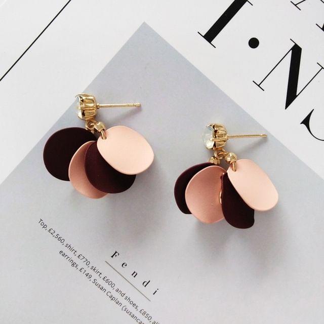 Temperament Simple Creative Color Round Earrings for Women(Red Pink Stud Earring)