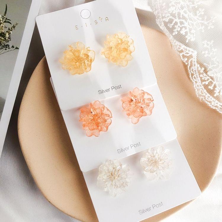 Acrylic Three-Dimensional Flower Earrings(Orange)