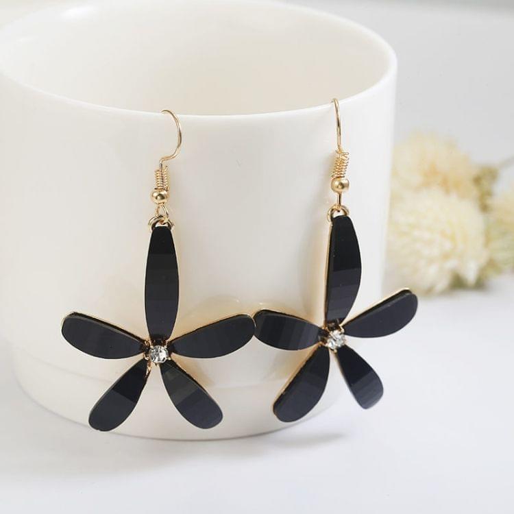 Fashion Personality Simple Five Petals Flower Earring for Women(Black)