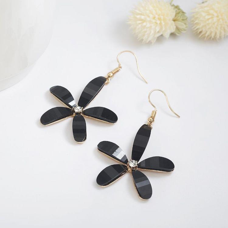 Fashion Personality Simple Five Petals Flower Earring for Women(Black)