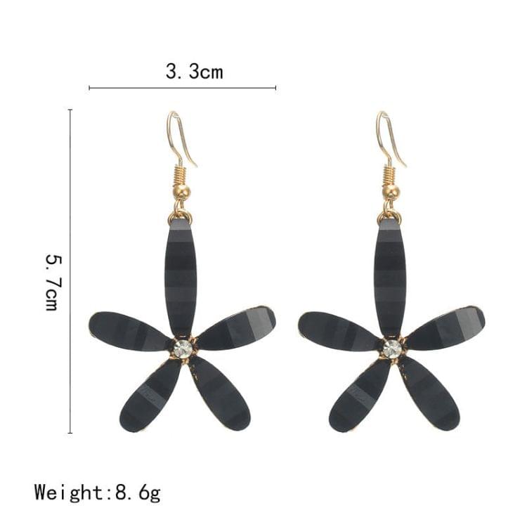 Fashion Personality Simple Five Petals Flower Earring for Women(Black)