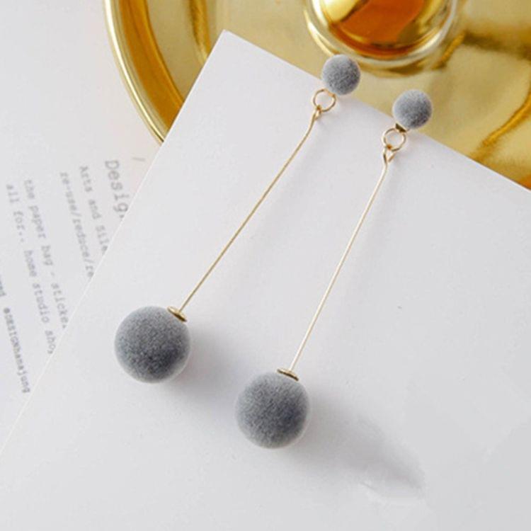 Women Velvet Round Tassel Long Dangle Earrings(Blue)