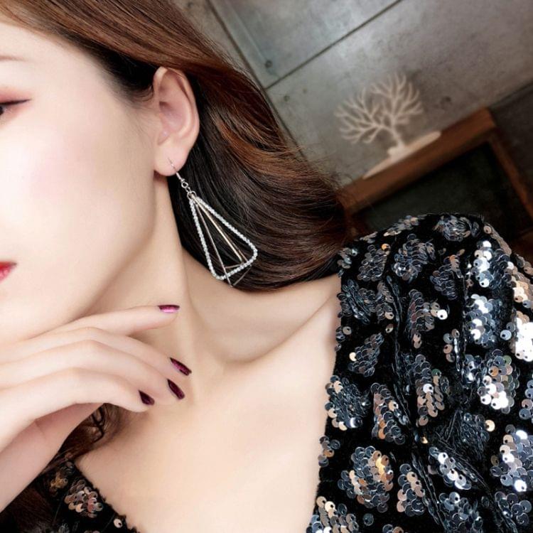 Fashion Personality Triangle Geometry Hollow Rhinestone Earring For Women(Silver)