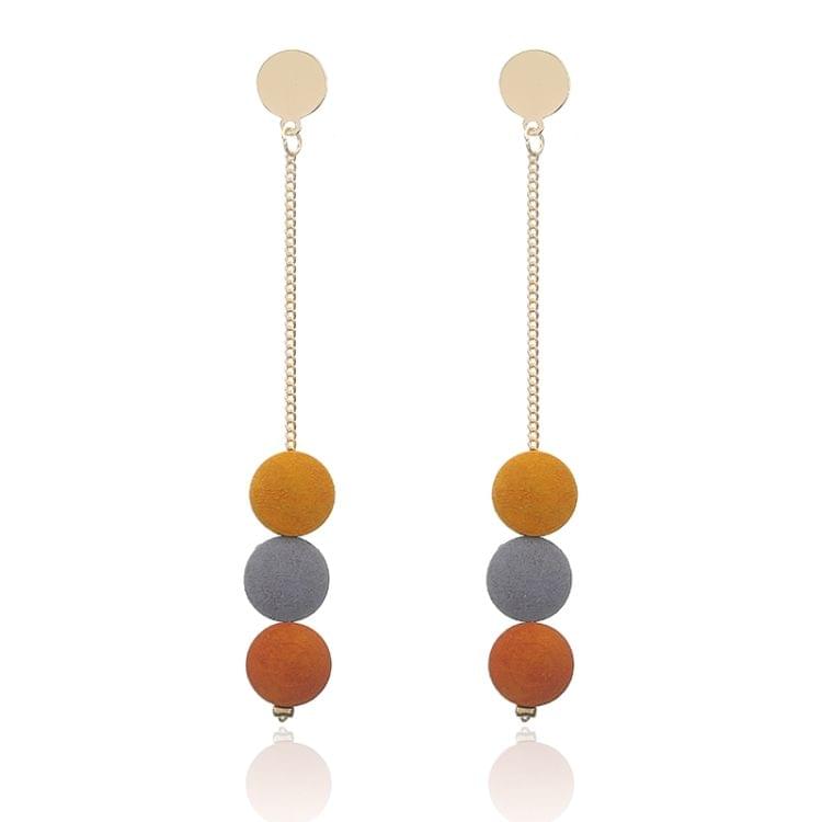 Retro Long Hanging Earrings Wood Beads Pendant Metal Tassel Ethnic Drop Earrings