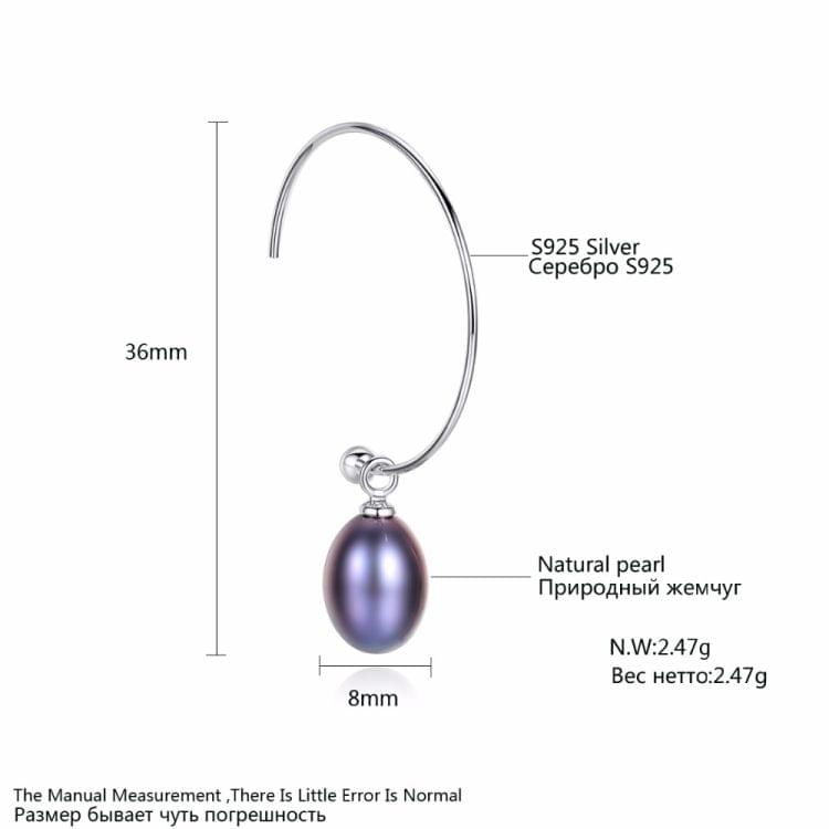 925 Sterling Silver Big Half Circle Earwire Drop Natural Freshwater Pearls Earring(purple)