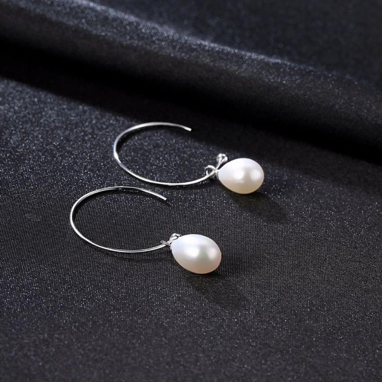 925 Sterling Silver Big Half Circle Earwire Drop Natural Freshwater Pearls Earring(purple)