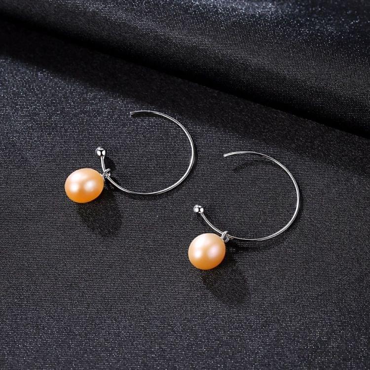 925 Sterling Silver Big Half Circle Earwire Drop Natural Freshwater Pearls Earring(purple)