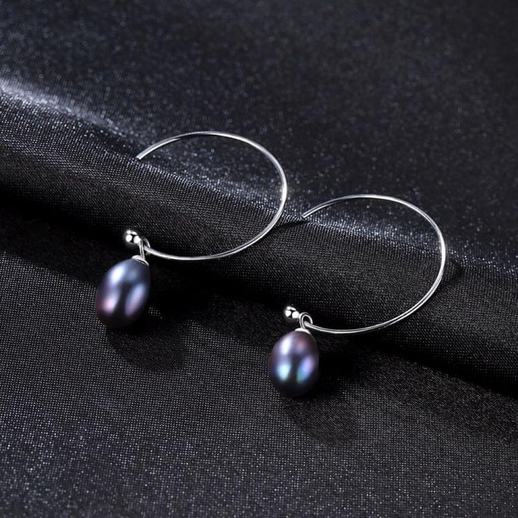 925 Sterling Silver Big Half Circle Earwire Drop Natural Freshwater Pearls Earring(purple)