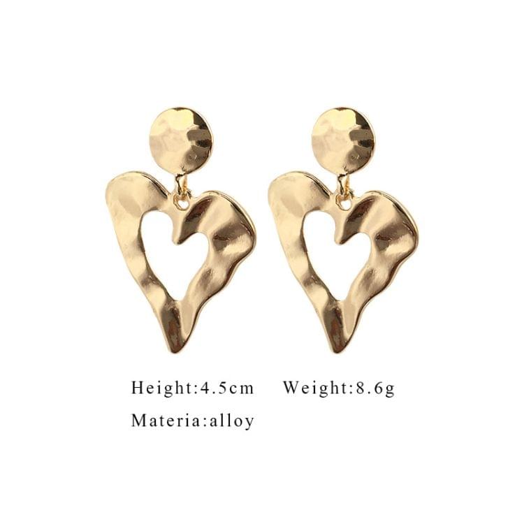 Personality Exaggerated Irregular Heart Shaped Alloy Earrings for Women(White Gold)