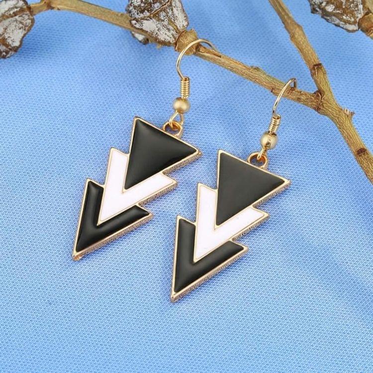 Simple Black and White Triangle Women Earring