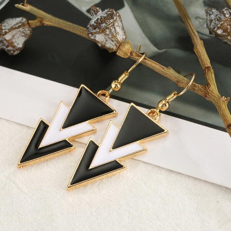 Simple Black and White Triangle Women Earring