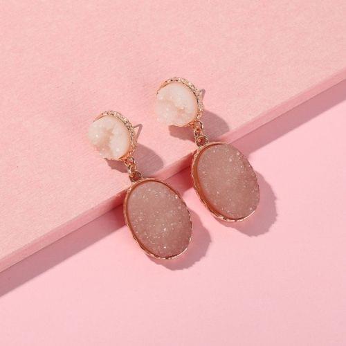 Simple Alloy Resin Waterdrop Shape Earring for Women(Light Brown)