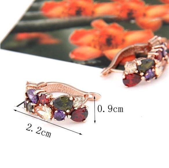 1 Pair Colorful Zircon Earrings Stud Jewelry For Women And Girls(Silver)