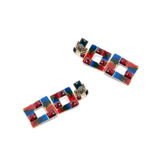 Atmospheric Colorful Geometric Metal Earrings