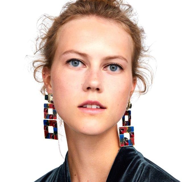 Atmospheric Colorful Geometric Metal Earrings