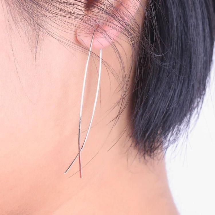 Fish Shaped Stud Earrings Simplicity Handmade Copper Wire Earring(sliver)