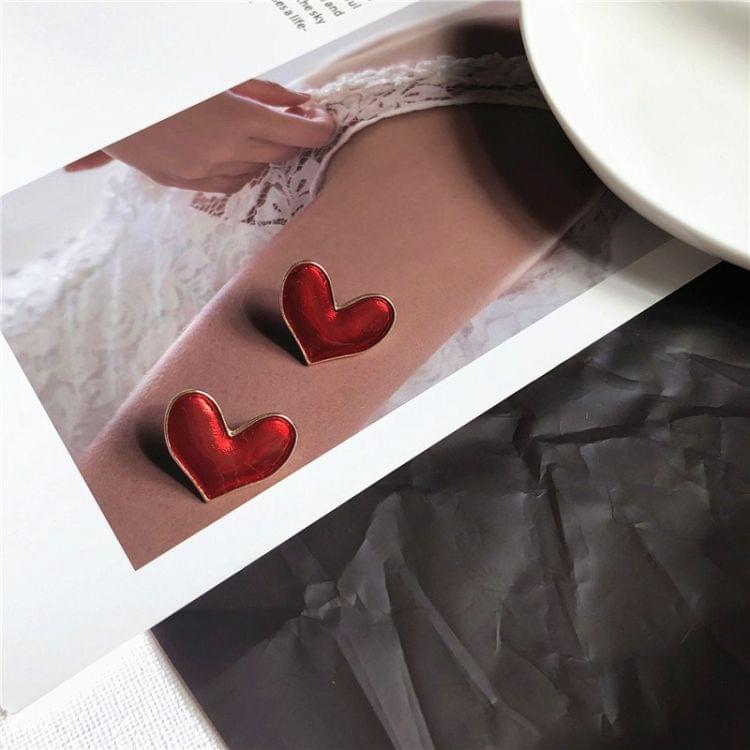 Fashion Vintage Temperament Transparent Glaze Heart Shape Stud Earrings for Women(Clip Earring)