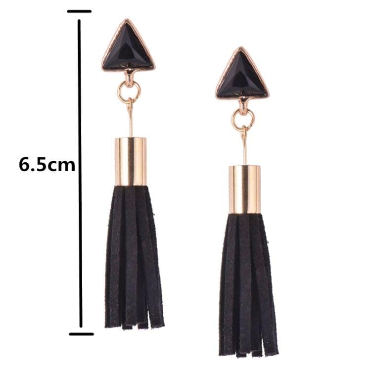 2 PCS Exaggerated Temperament Metal Triangle Retro Leather Tassel Earrings, Metal Color:White