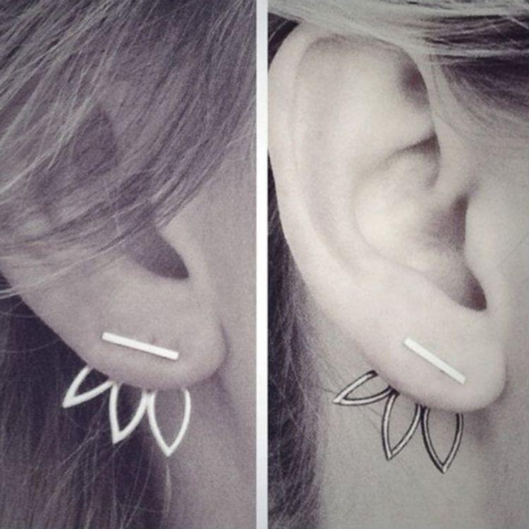 Fashion Simple Hollow Charm Double Stud Earrings Vintage Earring for women, Metal Color:silver