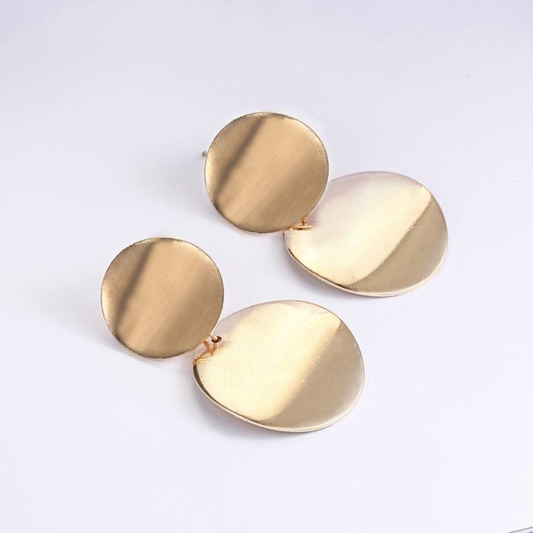 Unique Metal Drop Earrings Round Statement Earrings for Women Jewelry(Gold)