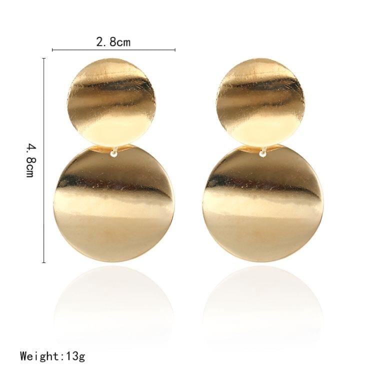 Unique Metal Drop Earrings Round Statement Earrings for Women Jewelry(Gold)