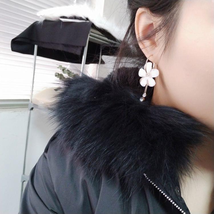 1 Pair Women Petal Acrylic Zircon Tassel Transparent Earrings