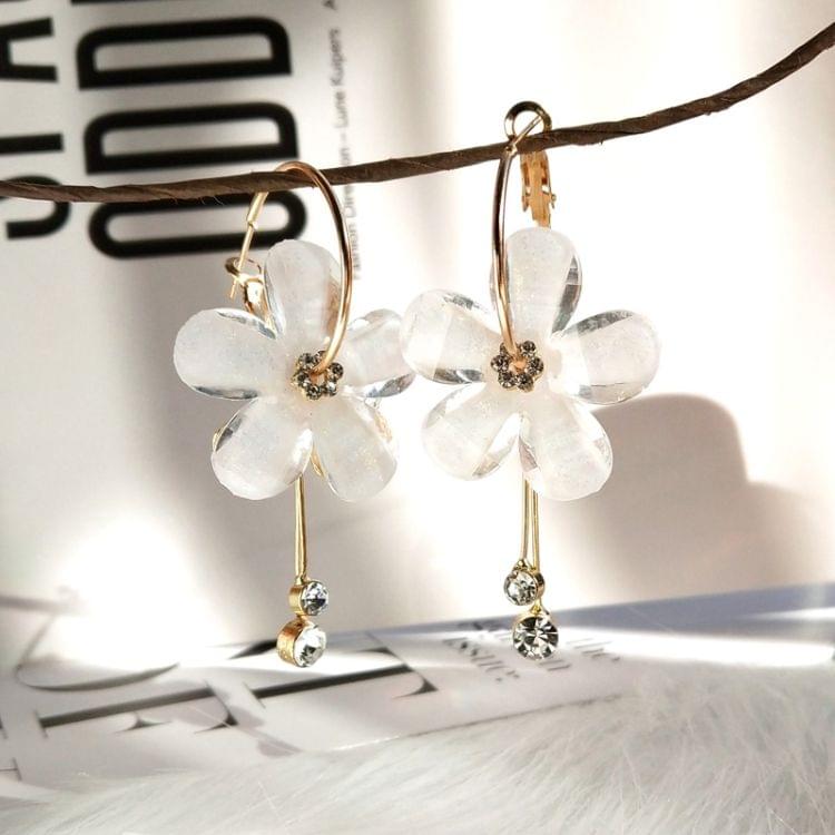 1 Pair Women Petal Acrylic Zircon Tassel Transparent Earrings