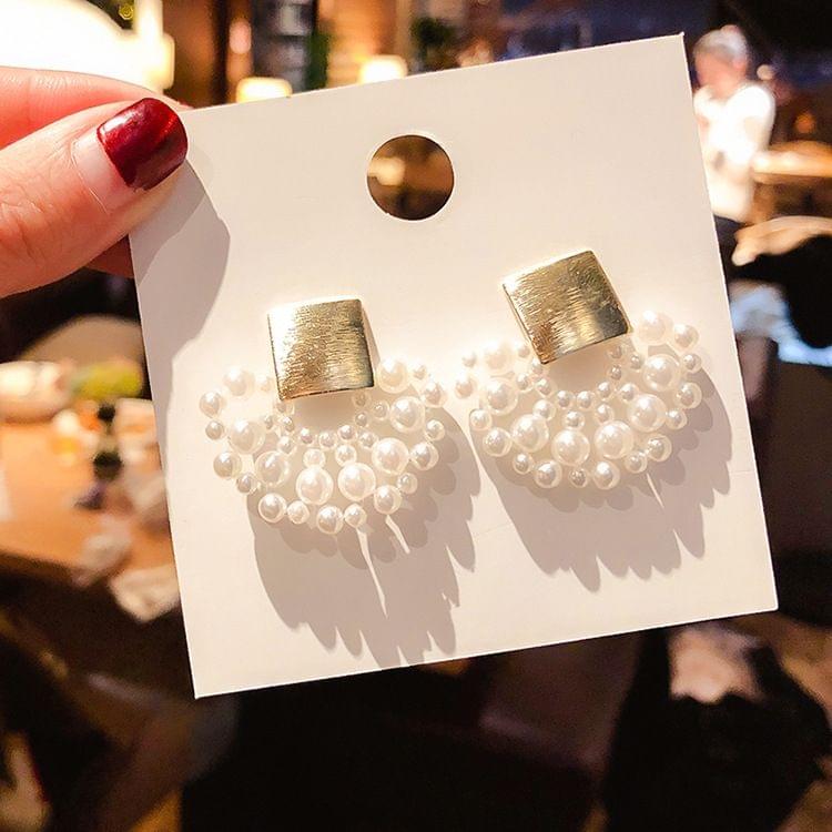 Fashion Elegant Hand Woven 925 Silver Pearl Earrings Women Wedding Party Jewelry(Sector)