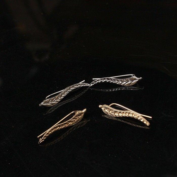 5 Pairs Women Fashion Jewelry Metal Leaf Stud Earrings(Silver)