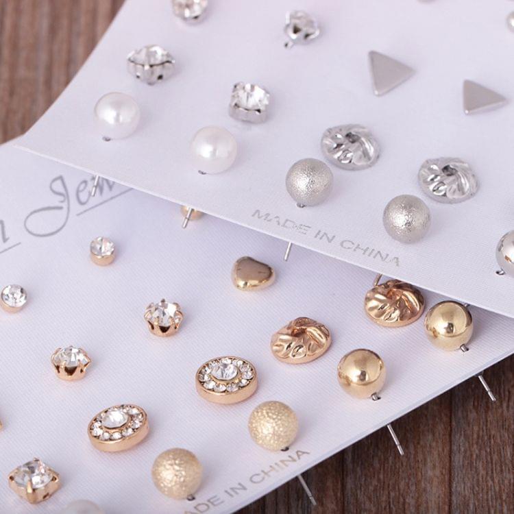 12 Pair Sets Assorted Multiple Stud Earrings Jewelry Set with Card for Women and Girls(Gold)