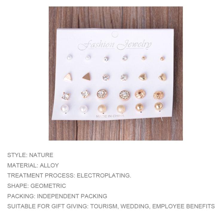 12 Pair Sets Assorted Multiple Stud Earrings Jewelry Set with Card for Women and Girls(Gold)