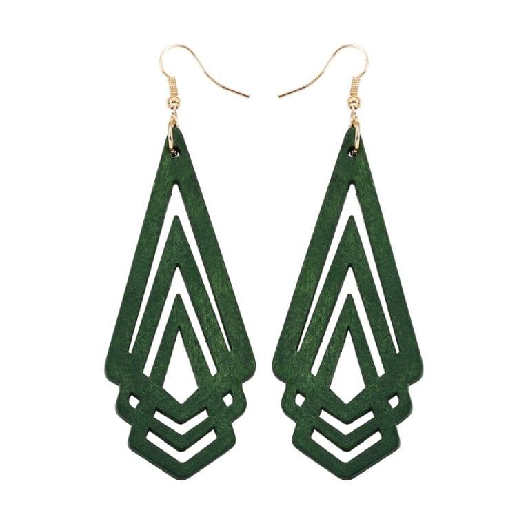 3 PCS Natural Wooden Earrings Geometic Hollow Triangle Personality Simple Fashion Jewelry For Woman, Metal Color:White