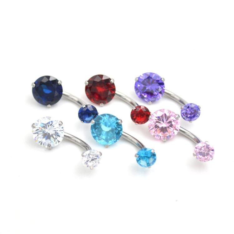 2 PCS Zircon Crystal Body Jewelry Belly Button Ring Navel Piercing Ear Drill(White)