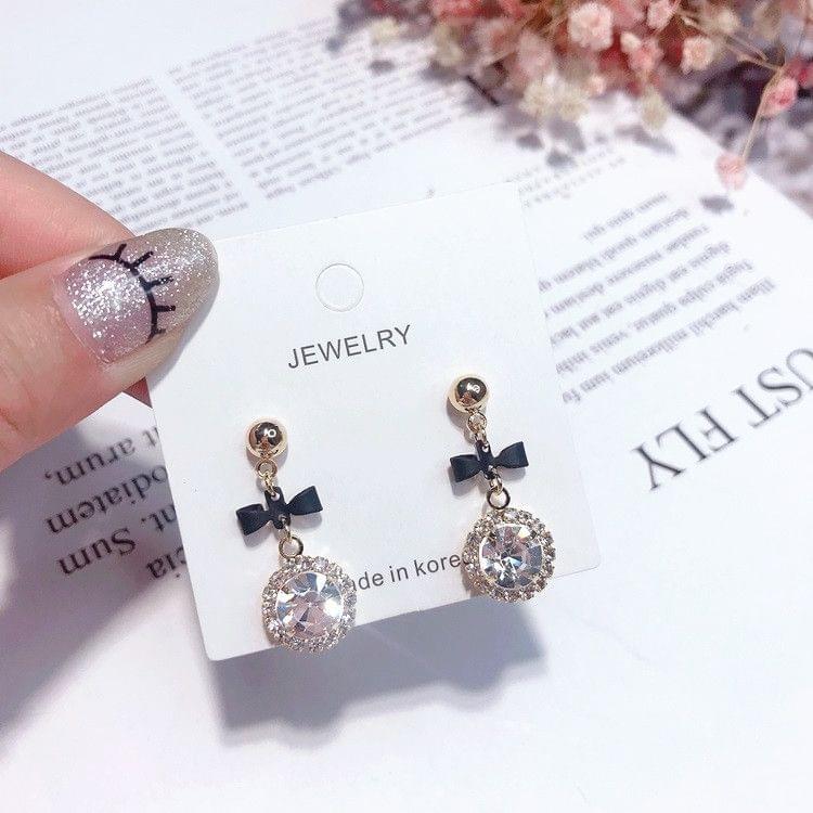 Simple Crystal Bowknot Earrings For Women