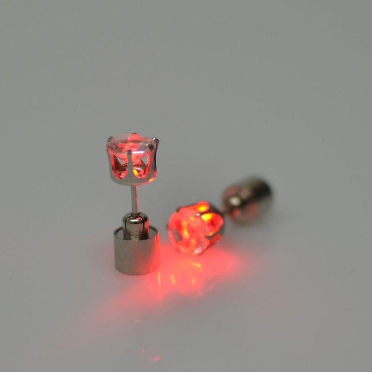 4 PCS Fashion LED Earrings Glowing Light Up Diamond Earring Stud(Red)