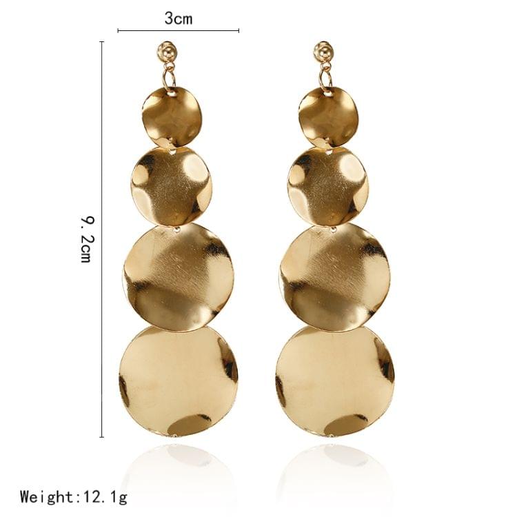 Women Rock Punk Big Round Geometric Metal Long Dangle Earrings For Women, Metal Color:silver