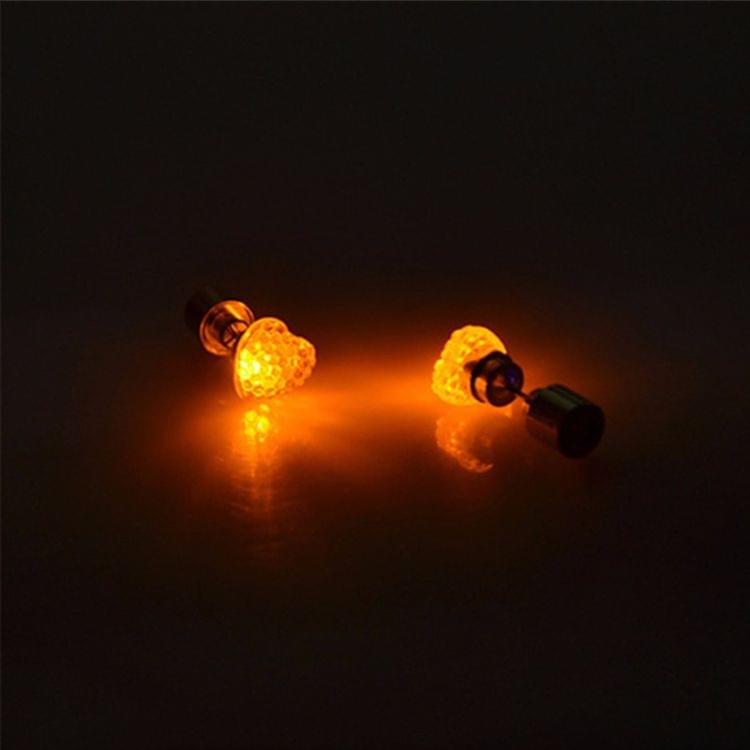 4 PCS Fashion Heart Shape LED Earrings Glowing Light Up  Earring Stud(Orange)