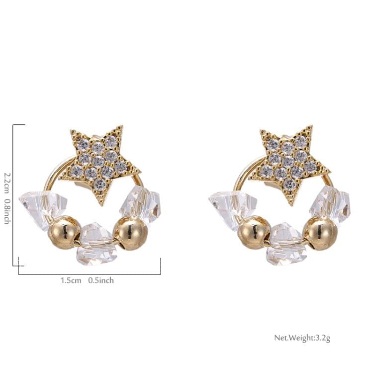 925 Sterling Silver Pearl Circle Geometric Star Zircon Women Earring