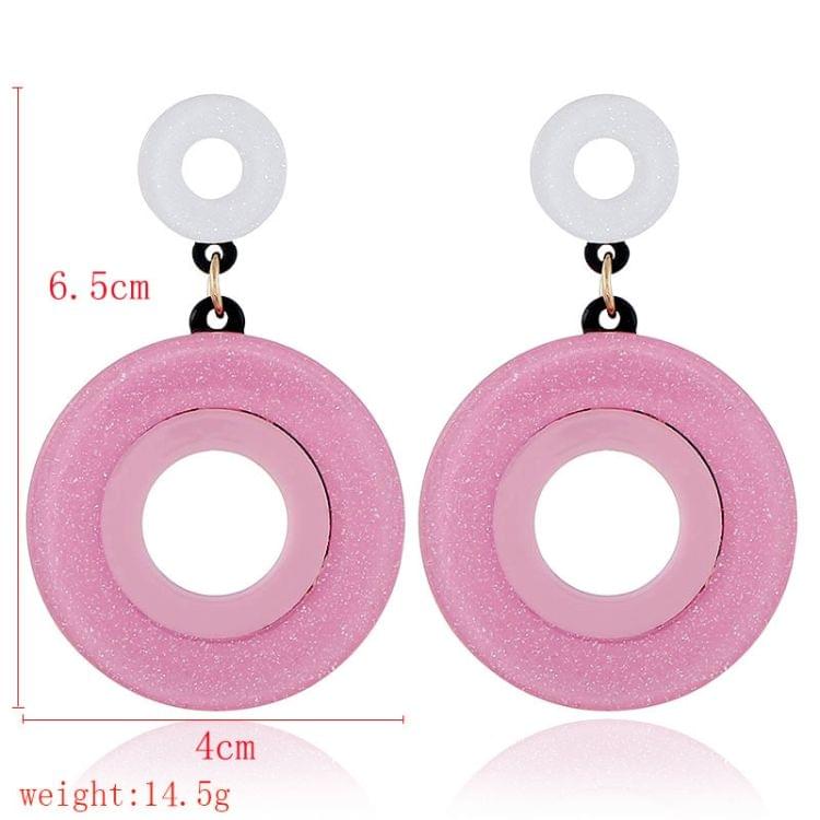 Geometric Coloured Round Acrylic Earring(Pink)