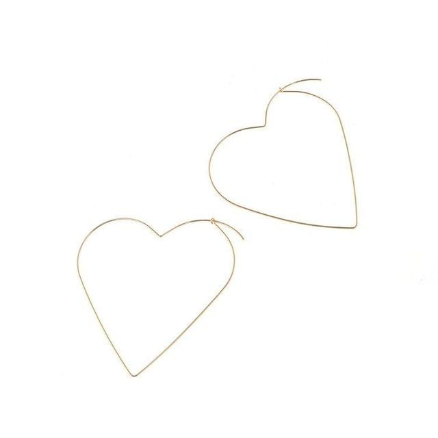 Personality Exaggerated Hollow Drop Earrings(Heart Gold)