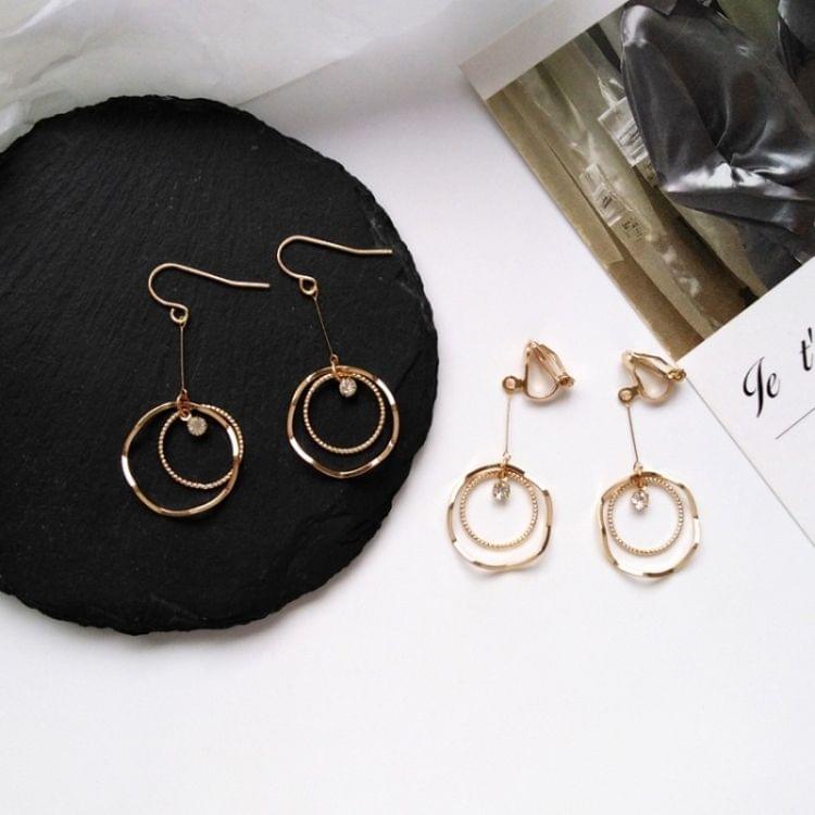 Simple Creative Metal Geometric Irregular Round Clip Earrings for Women(Ear Clip)