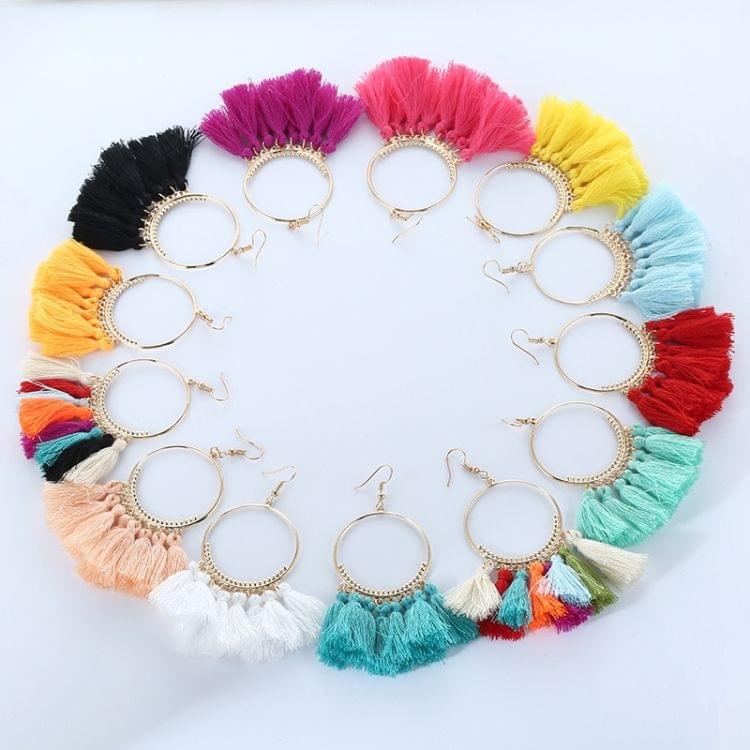 Tassel Earrings for Women Ethnic Big Drop Earrings Bohemia Fashion Jewelry Trendy Cotton Rope Fringe Long Dangle Earrings(Blue)