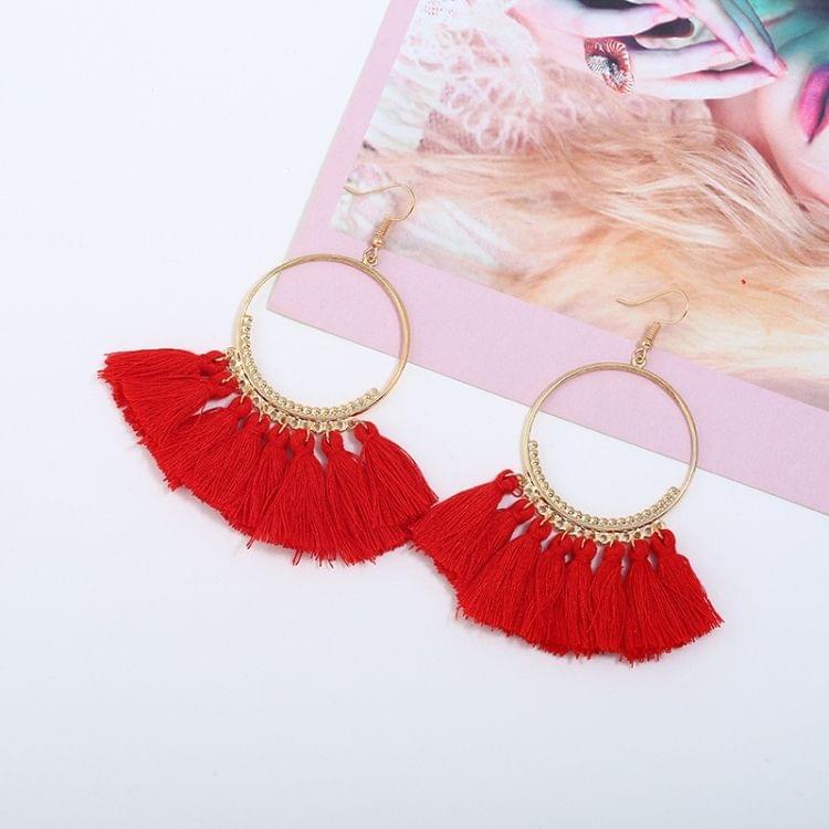 Tassel Earrings for Women Ethnic Big Drop Earrings Bohemia Fashion Jewelry Trendy Cotton Rope Fringe Long Dangle Earrings(Blue)