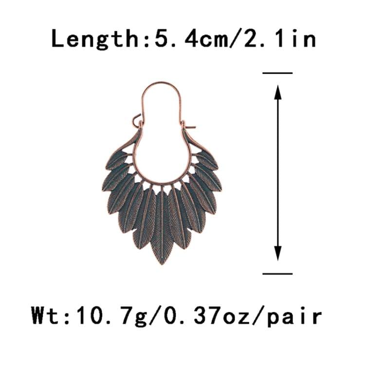 Women Bohemian Ethnic Green Leaf Tassel Drop Earrings(Bronze )