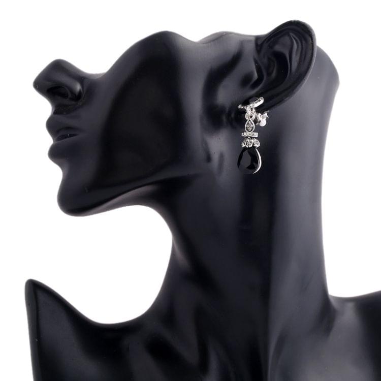 Elegant Resin Rhinestone Vintage Bohemia Style WaterDrop Clip Earrings Without Piercing Long for Women(Red)
