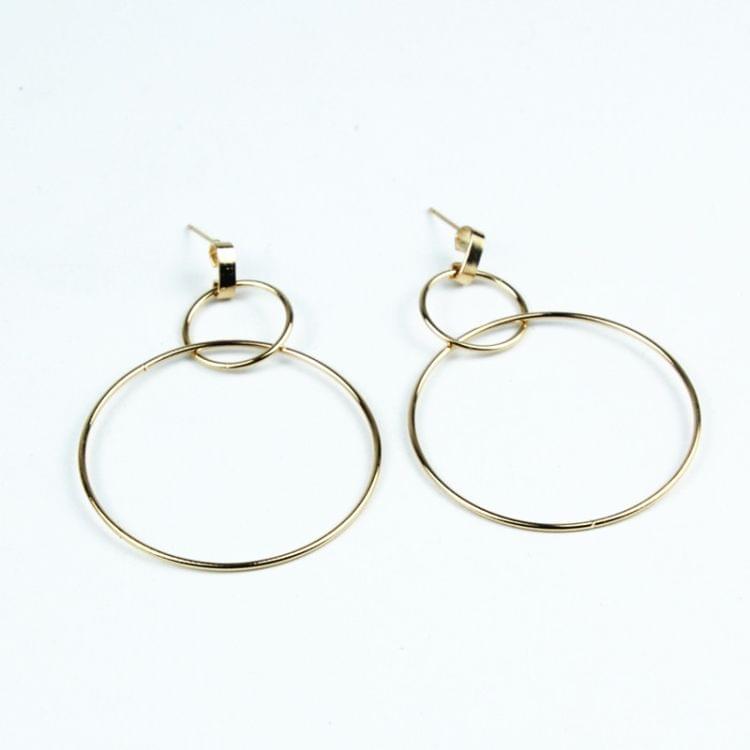 2 Pairs Simple Temperament Popular Wild Earrings Round Earrings(Gold)